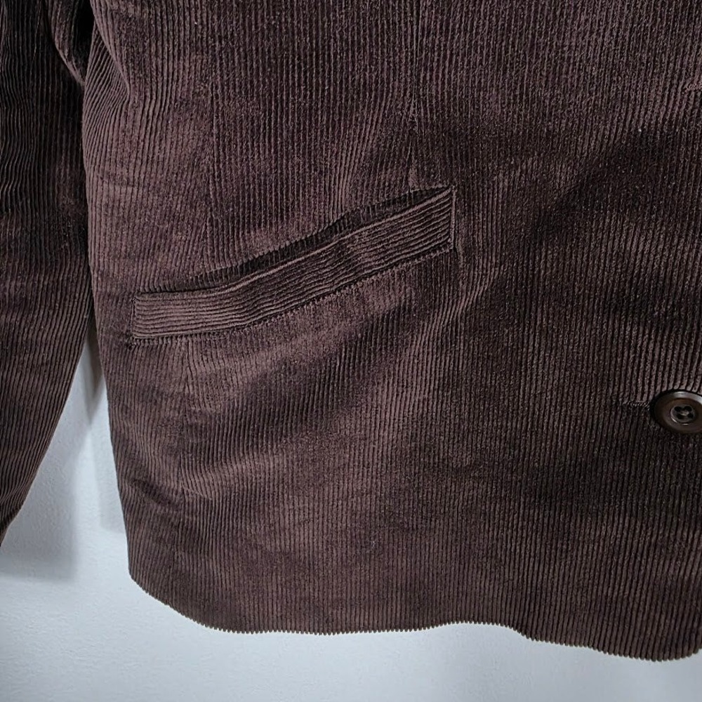 LLBean‎ Womens Brown Corduroy Blazer Jacket Button Front Pockets Size 16 Reg - Picture 6 of 7